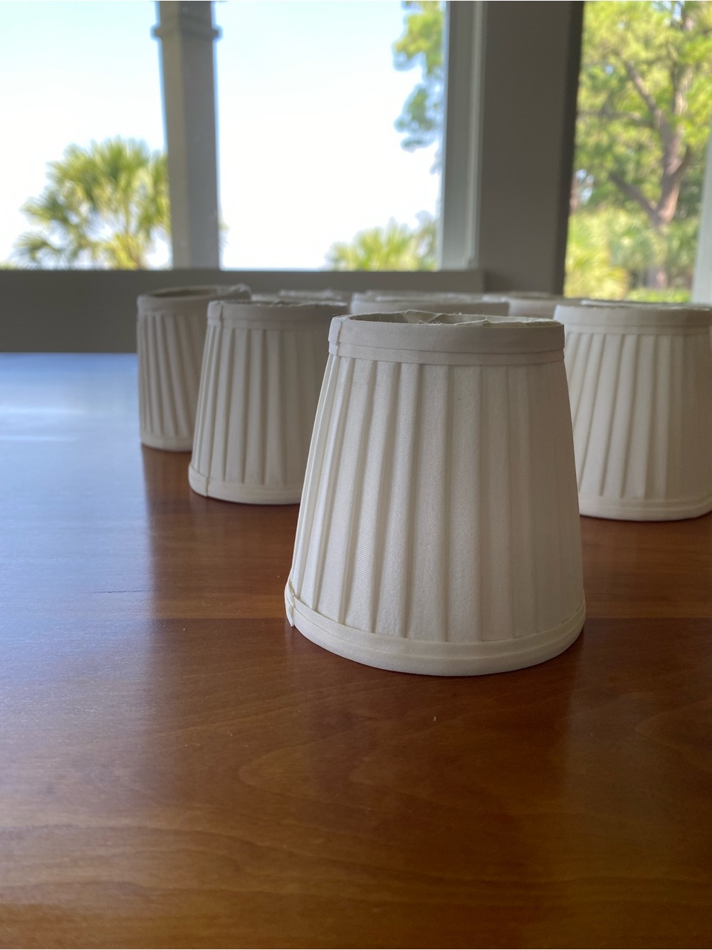 Ivory Side Pleated Silk Mini Lamp Shades -